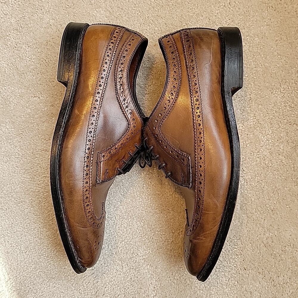 Allen Edmonds Larchmont Wingtip Brogue Brown Lace-up Oxford Shoe Men's Sz 10 D - Picture 8 of 11